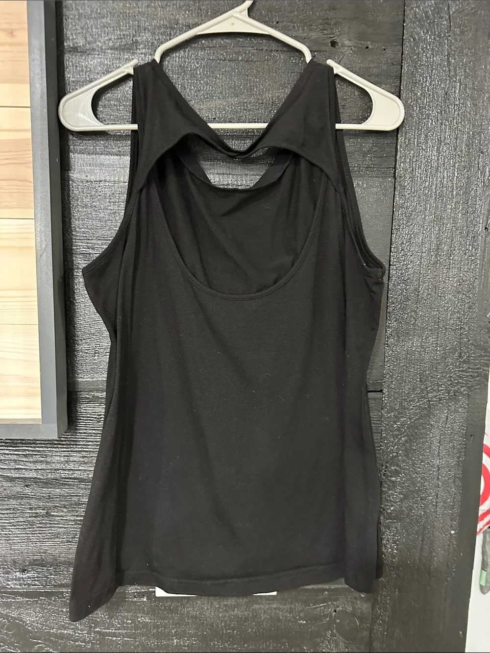 Women's Black Scoop Back Tank Top - Picture 2 of 2